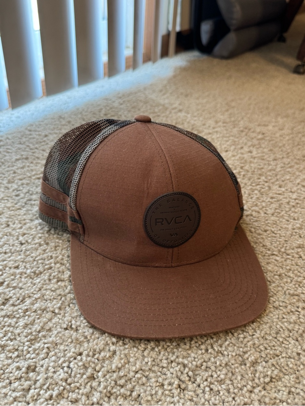 RVCA Brown Mesh-Back Snapback Cap